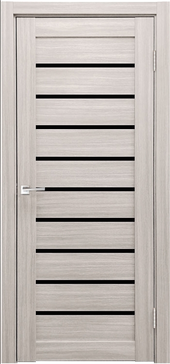 Фото Межкомнатная дверь Легенда X-2 тон Белая лиственница Остекление Лакобель черное